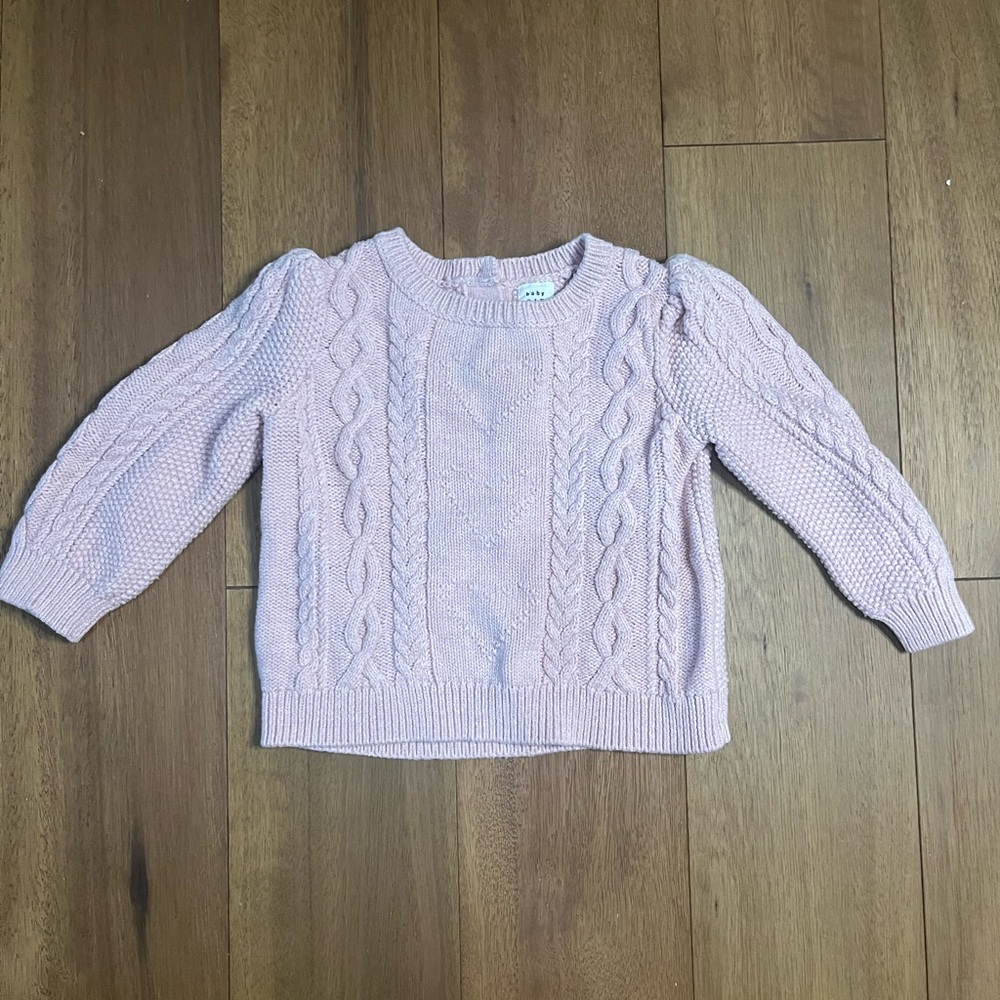 GAP Pink Crew Neck Cable Knit Sweater